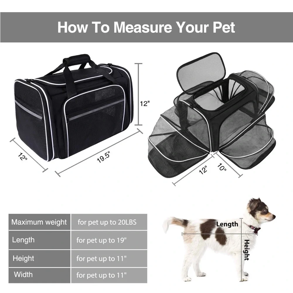 Black Pet Carrier with White Trim